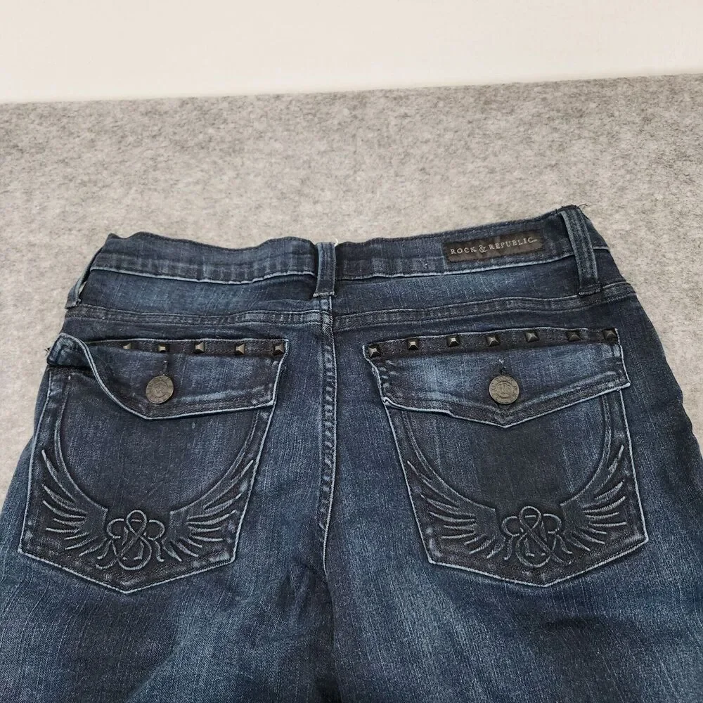 Rock‎ & Republic Kasandra Womens Size 12 32x33 Flare Leg Blue Denim Jeans